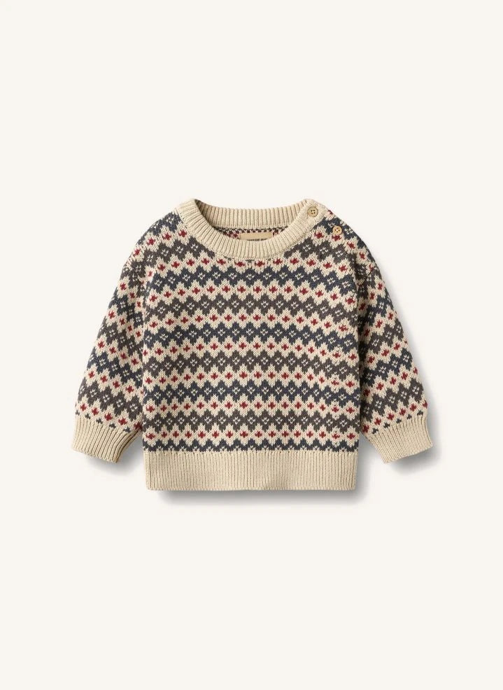 Wheat - Jersey jacquard para bebé Harlow de algodón orgánico | Beige