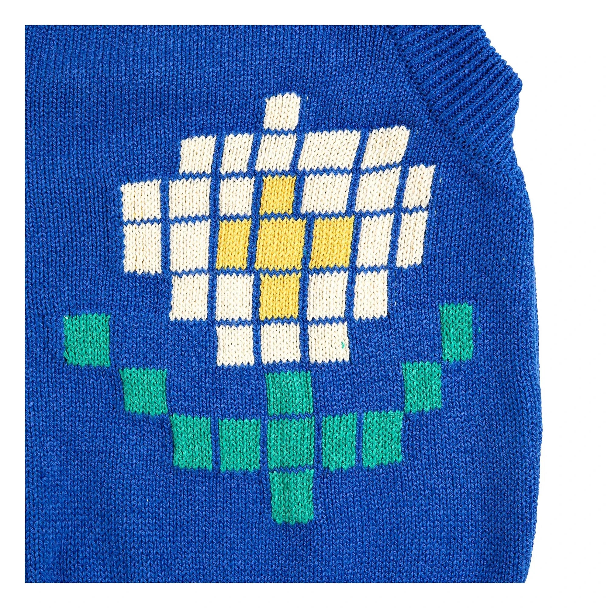 Bobo Choses - Cárdigan de algodón orgánico Pixel Flower | Azul
