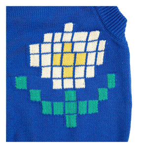 Bobo Choses - Cárdigan de algodón orgánico Pixel Flower | Azul