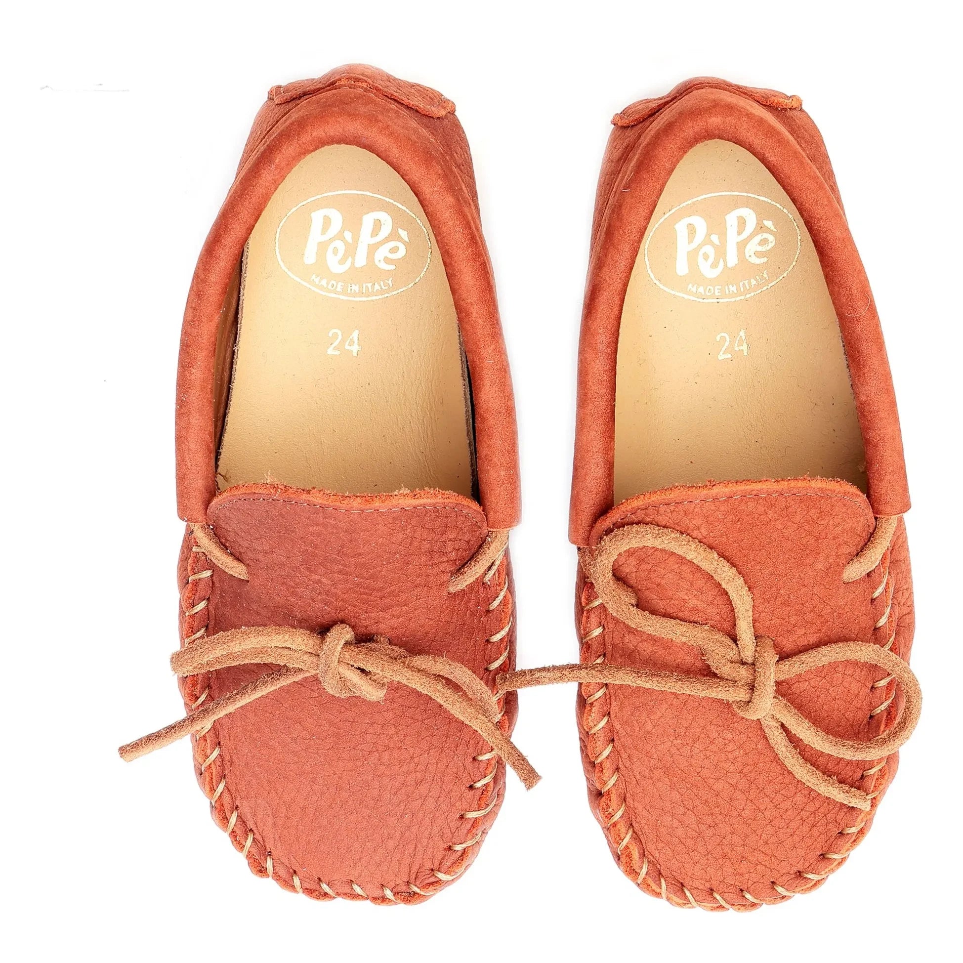 Pèpè - Mocasines de nubuck de dos piezas | Rojo ladrillo
