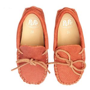 Pèpè - Mocasines de nubuck de dos piezas | Rojo ladrillo