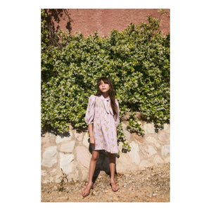birinit - Vestido fruncido Cinca de algodón orgánico a rayas | Lila oscuro