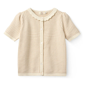 Copenhague Colors - Cárdigan jacquard de algodón orgánico de manga corta | Beige rosado