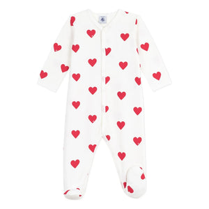 Petit Bateau - Pijama Dormir Corazones Felpa | Blanco