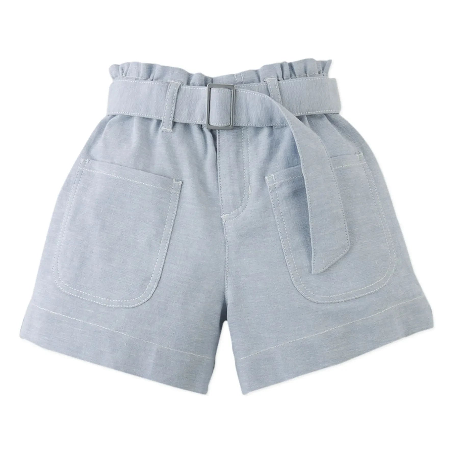 Gingersnaps - Shorts cortos con dobladillo fruncido Amara | Azul claro