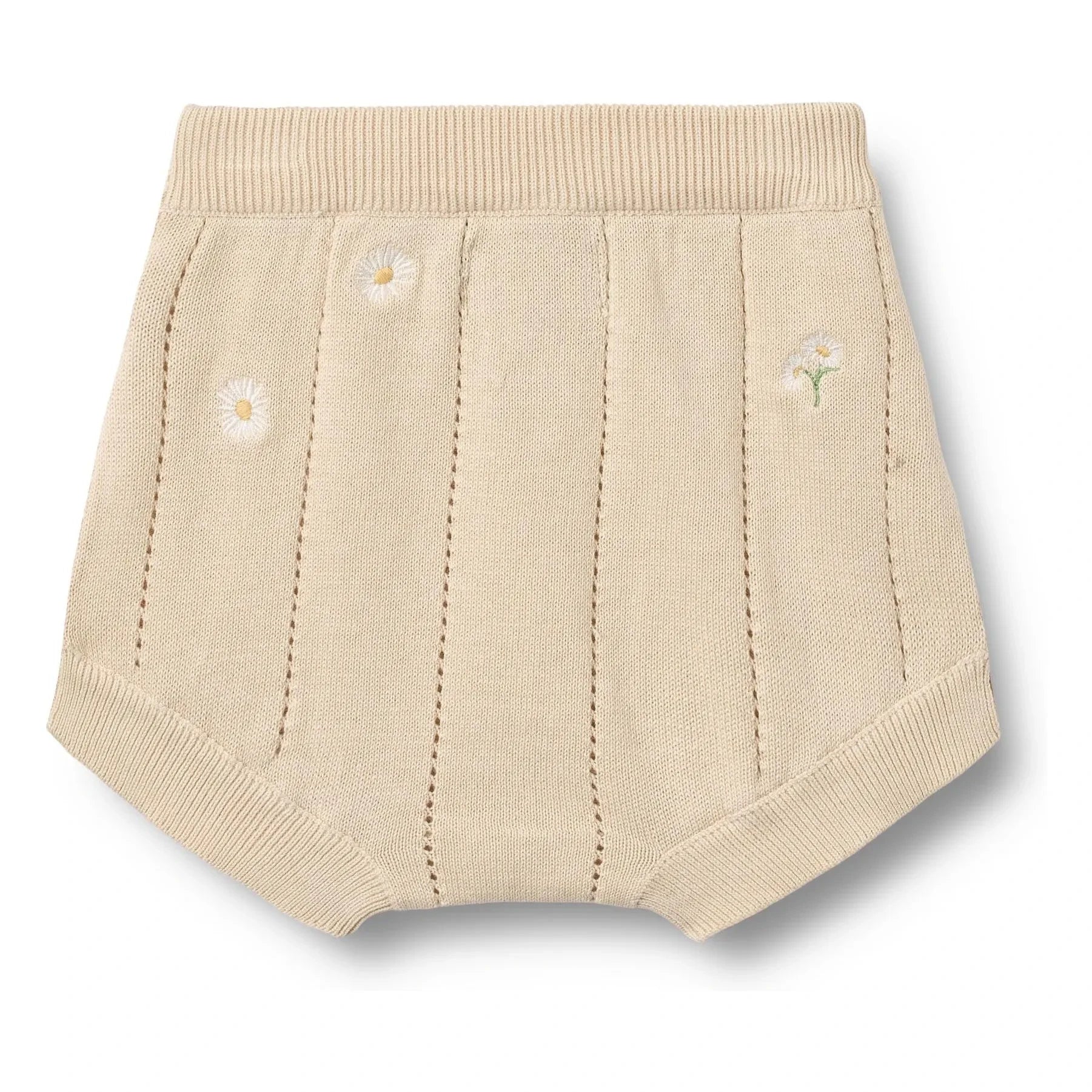 Trigo - Pantalón corto de punto de algodón orgánico Dua Flowers | Crudo