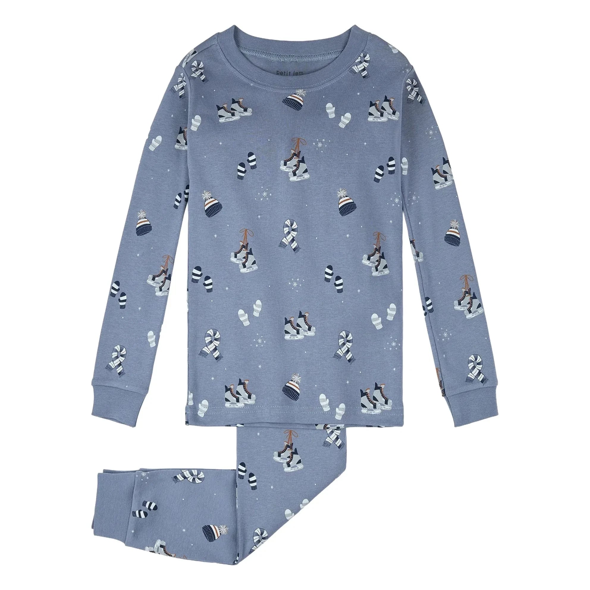 Petit Lem - Pijama de invierno de algodón orgánico | Azul