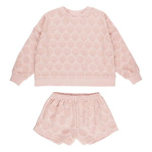 Rylee + Cru - Conjunto de Sudadera y Shorts de Felpa | Rosa Claro