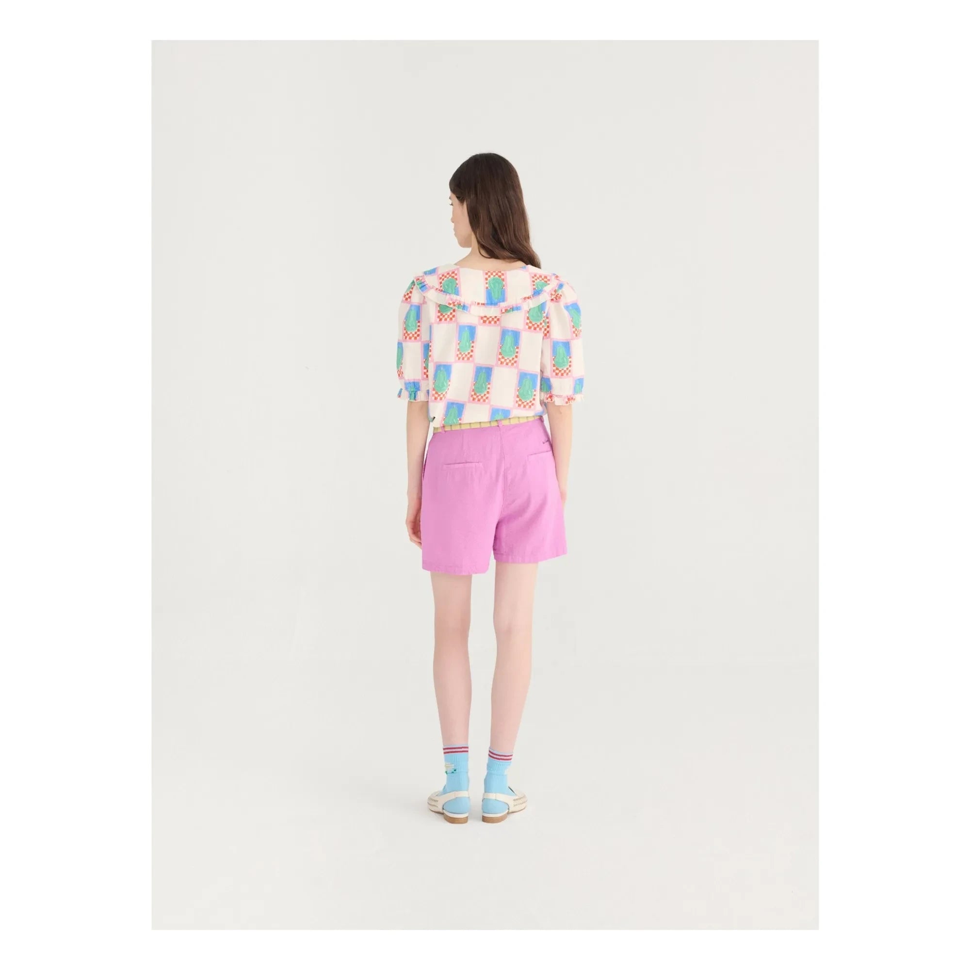 Bobo Choses - Shorts plisados de seersucker de algodón morado