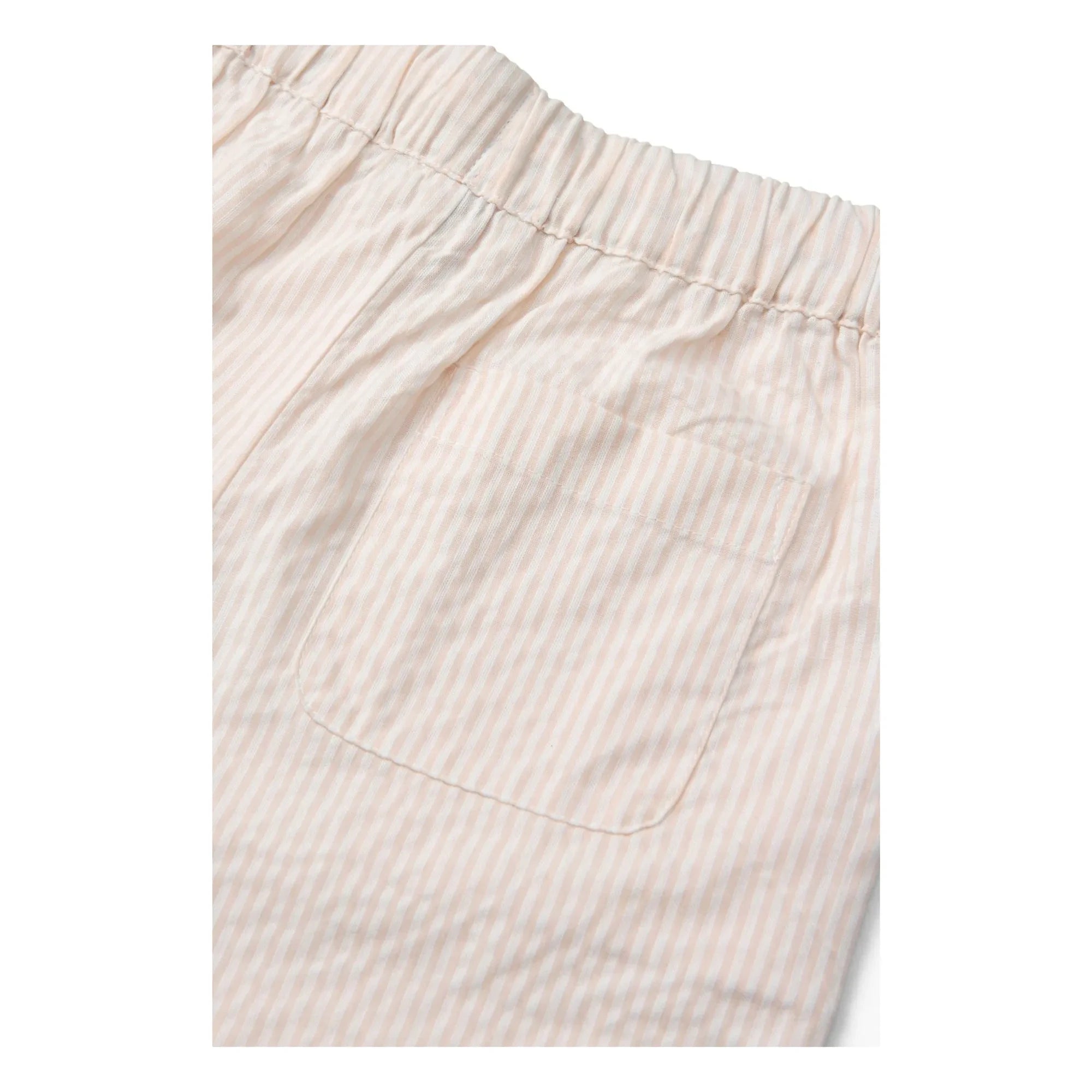 Copenhagen Colors - Pantalones con cordón a rayas de seersucker de algodón orgánico | Rosa pálido