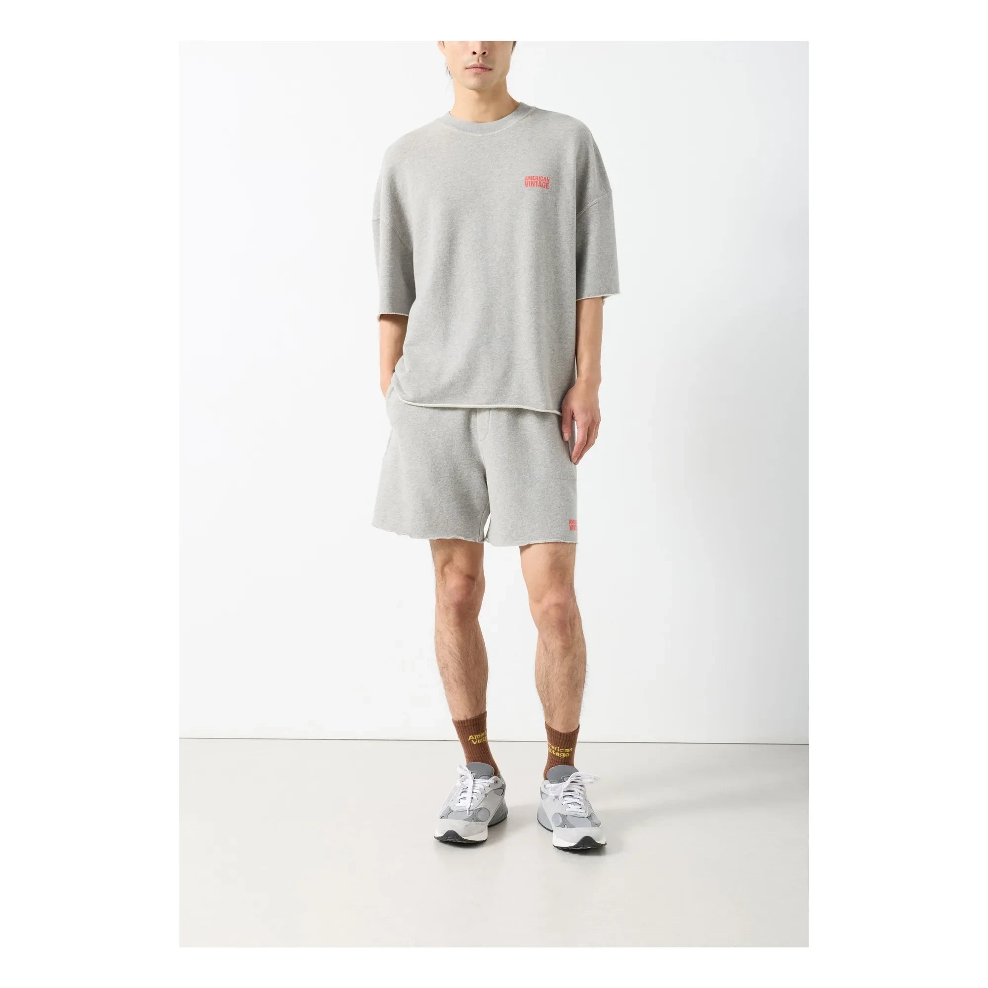 American Vintage - Sudadera de cuello redondo | Gris jaspeado