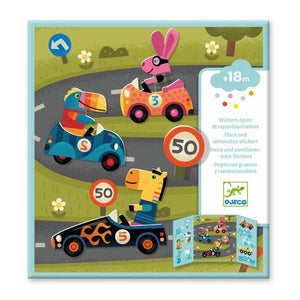Djeco - Pegatinas grandes reutilizables - Coches