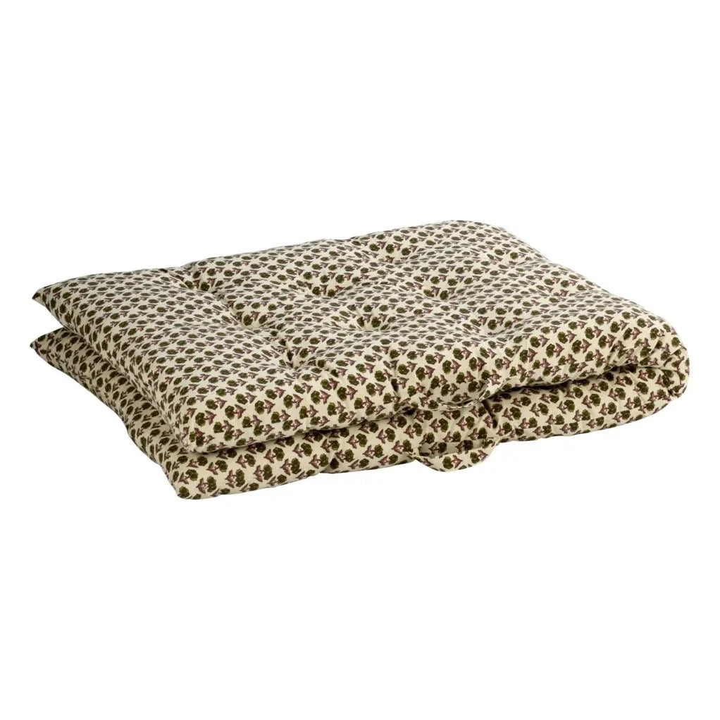 Madam Stoltz - Alfombra de suelo de algodón con estampado floral | Crema