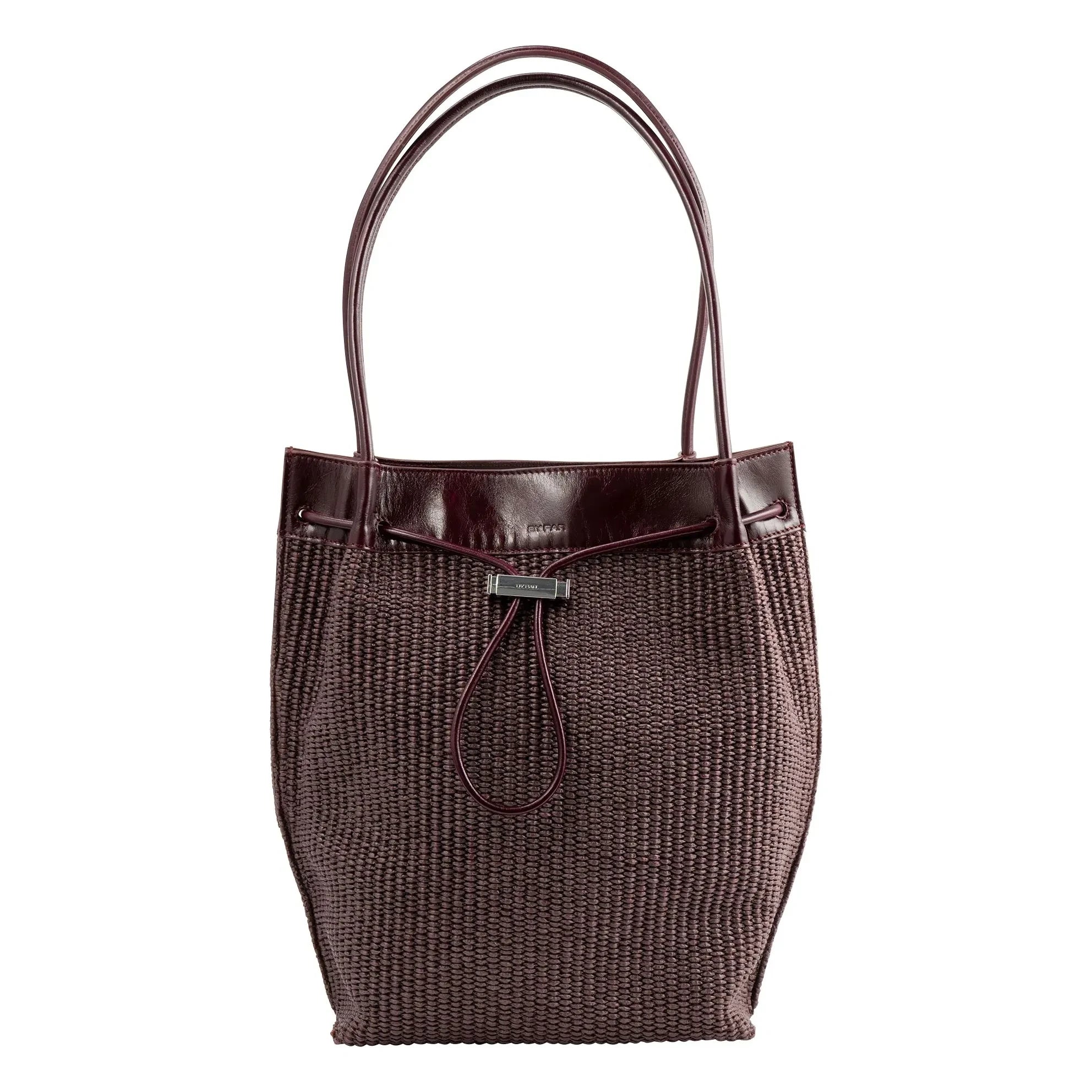BY FAR - Bolso Kayla de rafia y piel | Burdeos