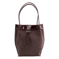 BY FAR - Bolso Kayla de rafia y piel | Burdeos