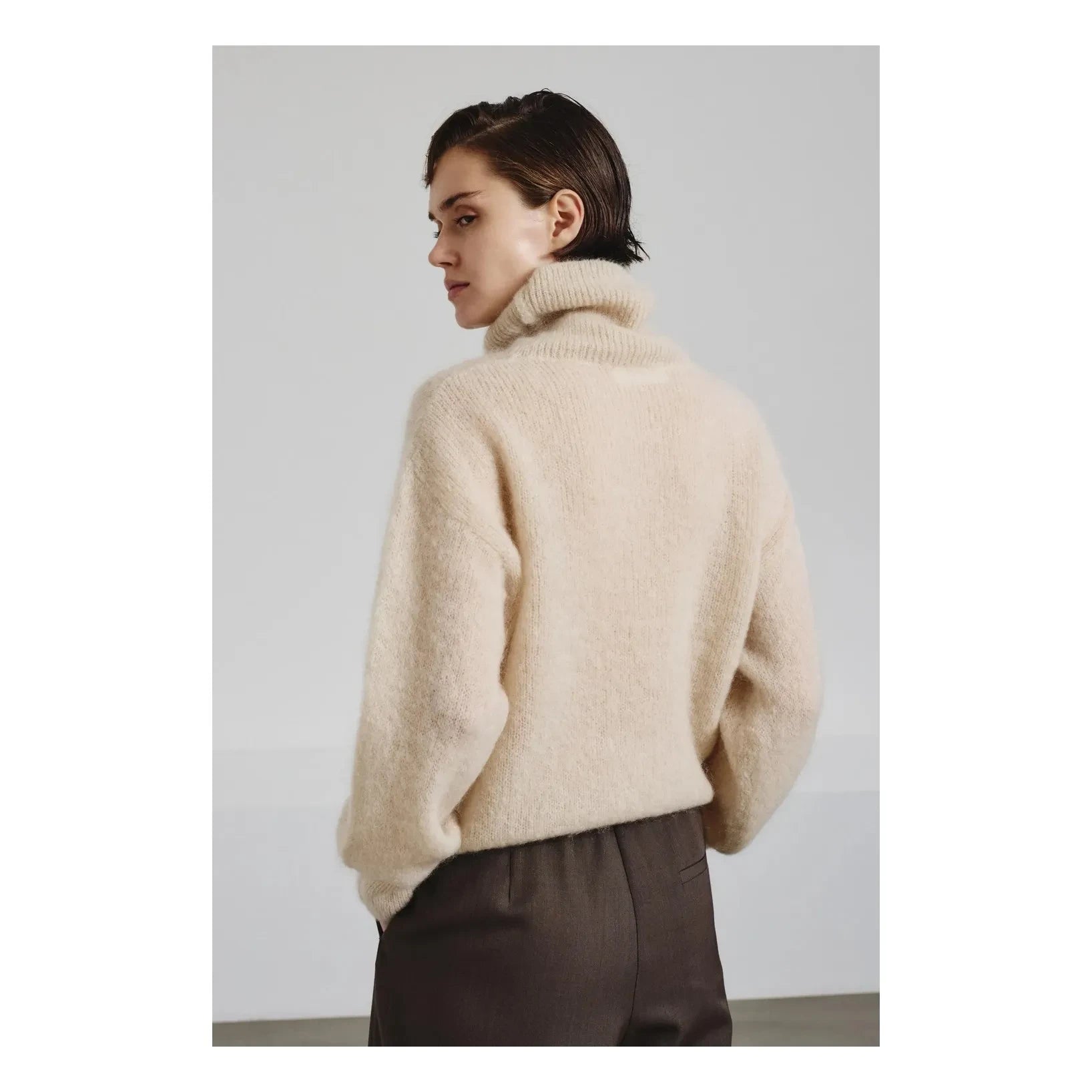 Pomandère - Jersey de cuello alto de lana y cachemira | Marfil
