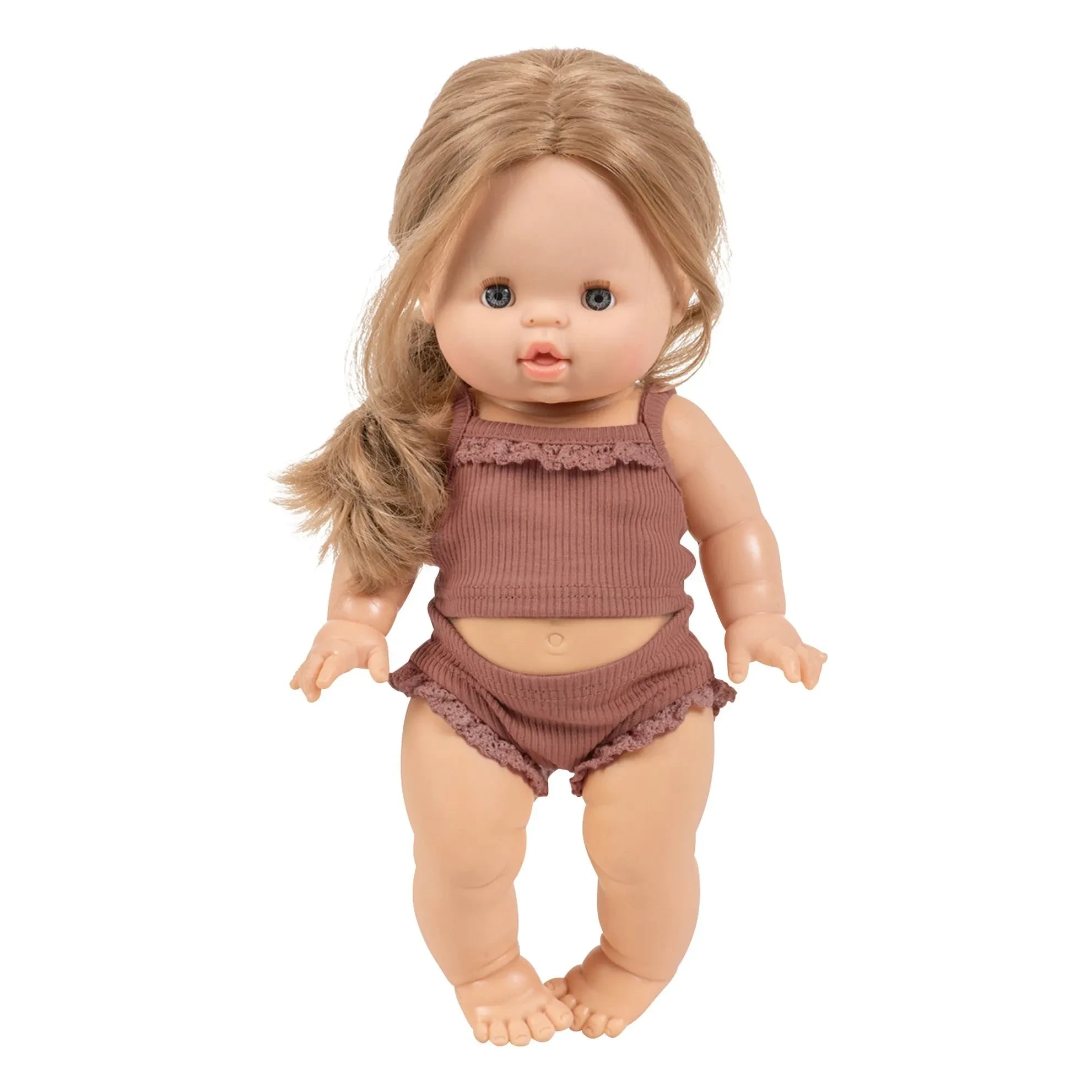 Muñeca Eleanor con conjunto de punto acanalado Minikane