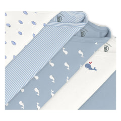 Petit Bateau - Bolsas cruzadas de ballenas de 5 piezas de algodón orgánico | Azul