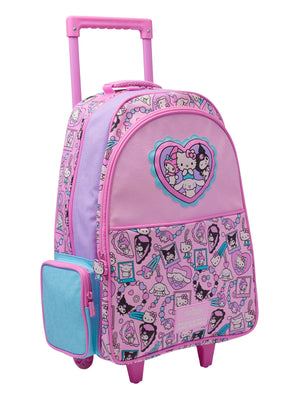Smiggle - Hello Kitty ve Arkadaşları Işıklı Tekerlekli Sırt ve Çekçekli Çanta