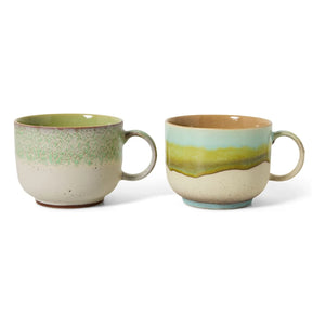 HKliving - Tazas de cerámica de gres Neo - Set de 2 | Verde pálido