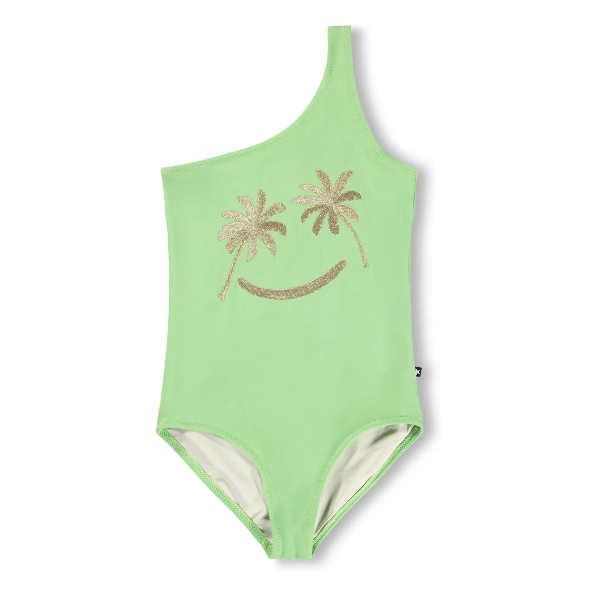 Molo - Bañador asimétrico Nai Golden Smile con fibras recicladas | Verde anís