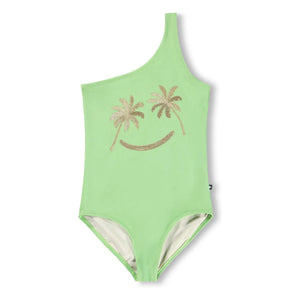 Molo - Bañador asimétrico Nai Golden Smile con fibras recicladas | Verde anís