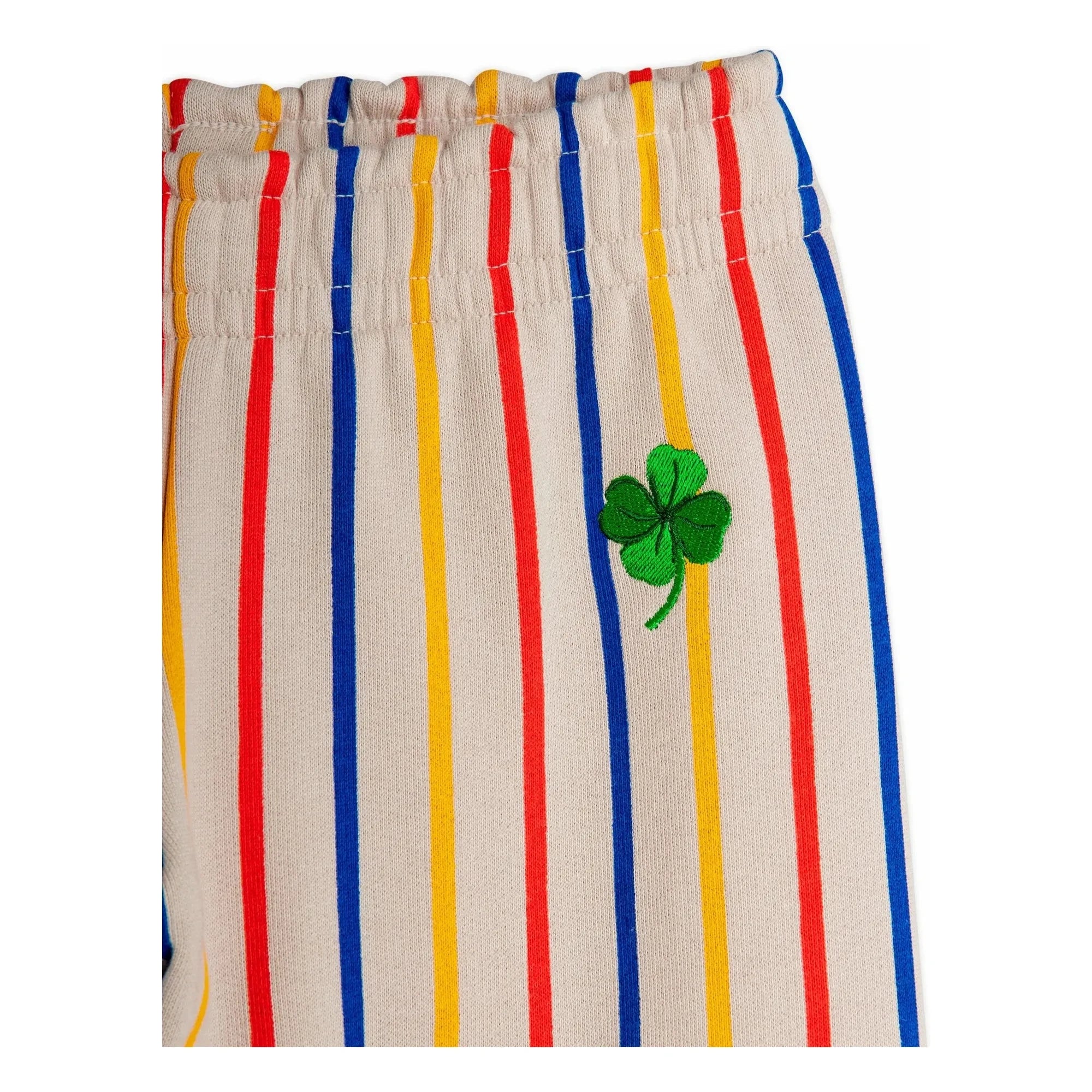 Mini Rodini - Pantalón de chándal de algodón orgánico a rayas de trébol | Crudo