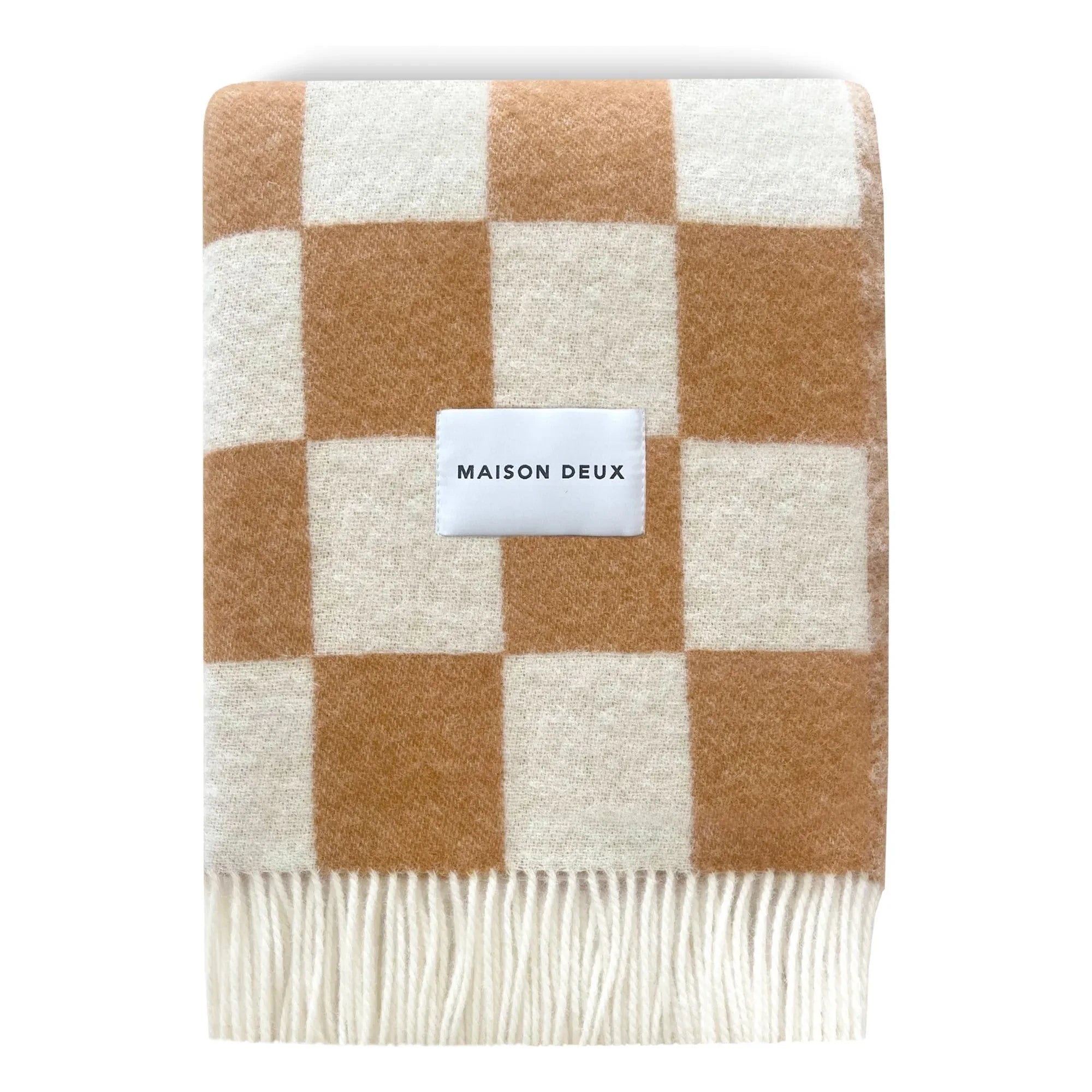 Maison Deux - Manta de lana Damier | Blanco roto