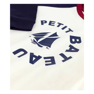 Petit Bateau - Camiseta Béisbol Petit Bateau Algodón Orgánico | Crudo
