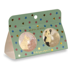 Konges Sløjd - Set de 2 pelotas saltarinas de conejito/panda | Rosa