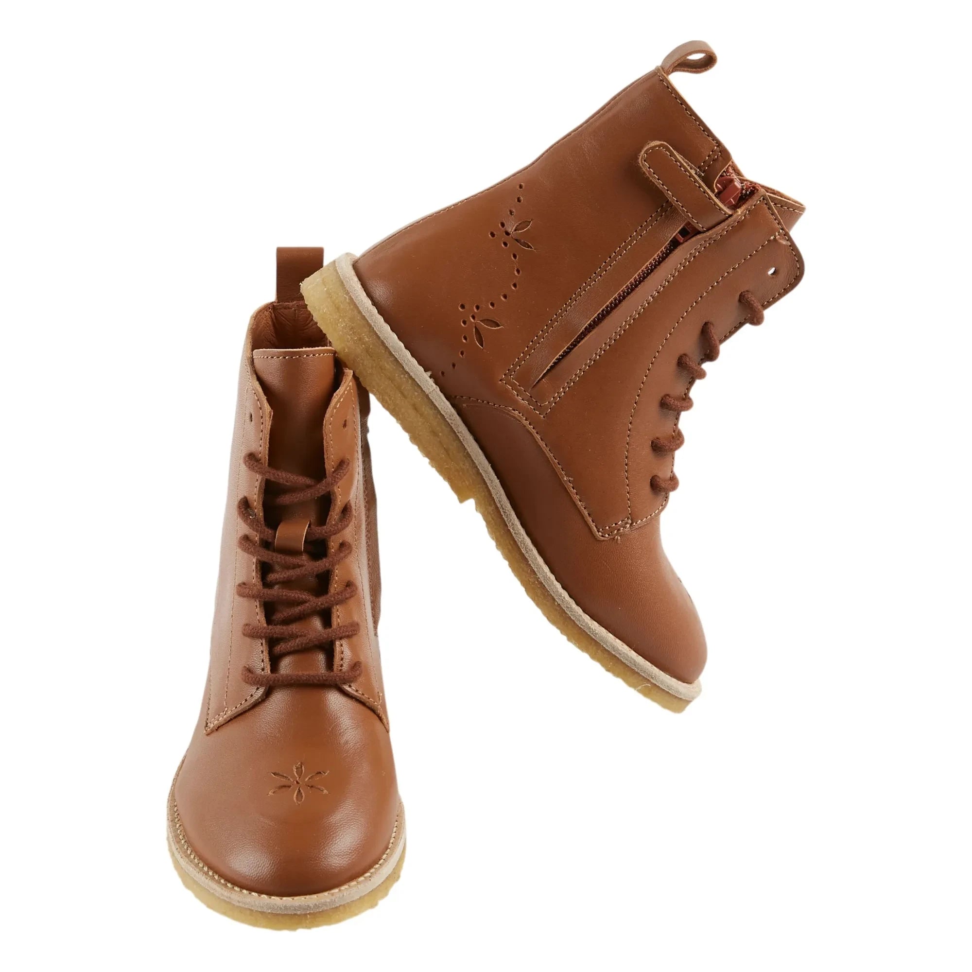 Emile et Ida - Botines de piel con cordones | Camel