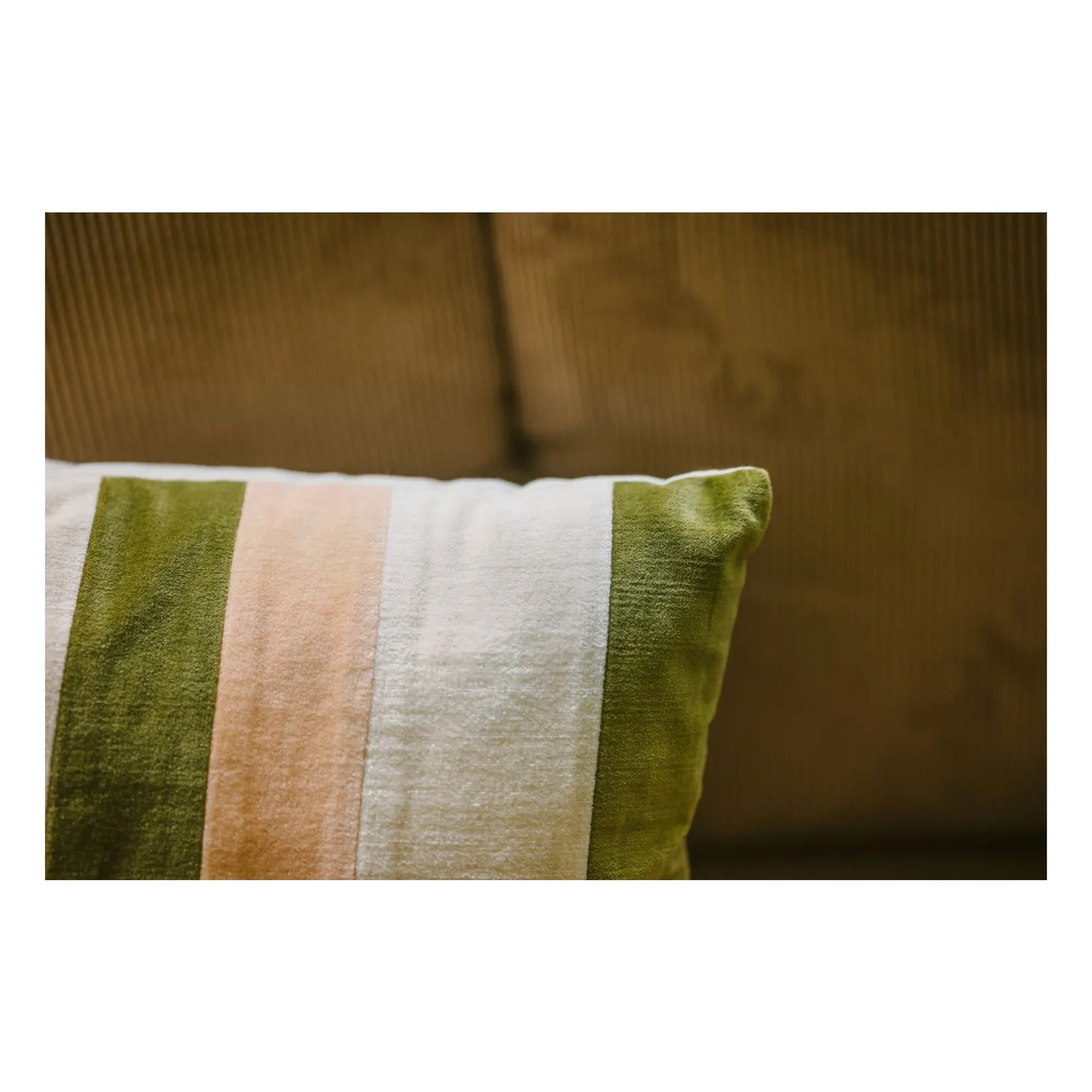 HKliving - Cojín de terciopelo a rayas | Crema