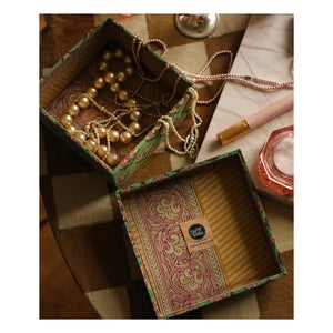 Doing Goods - Cajas cuadradas Emma Wood y Algodón - Set de 2 | Verde