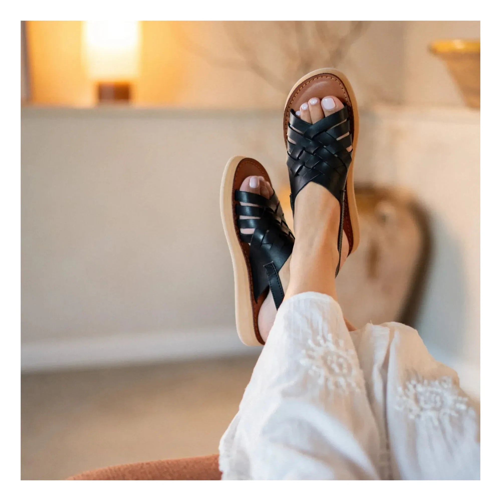 Mapache - Sandalias de piel | Negro