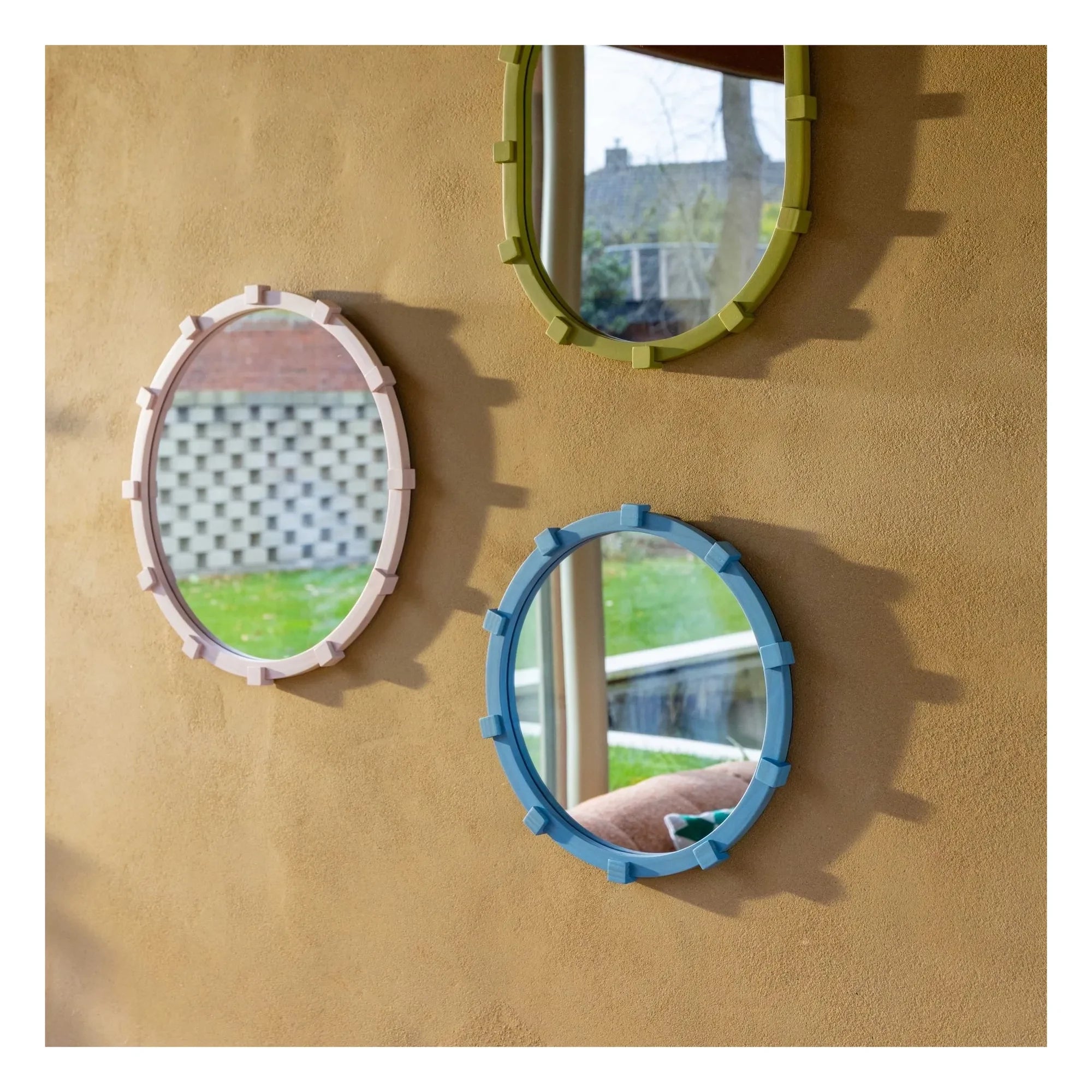 &Klevering - Espejo redondo Chunk | Azul