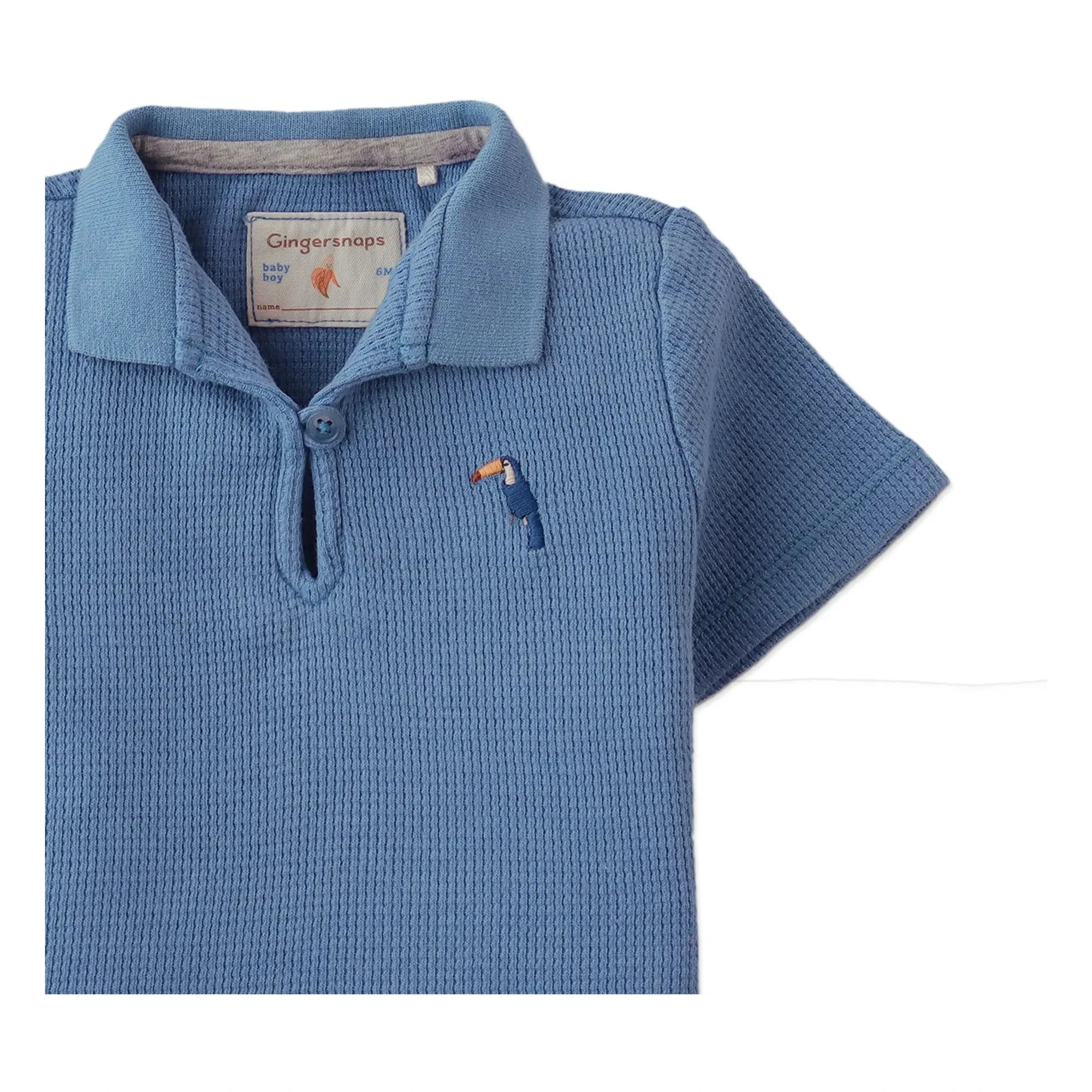 Gingersnaps - Polo con textura de tucán bordado de Timmy | Azul