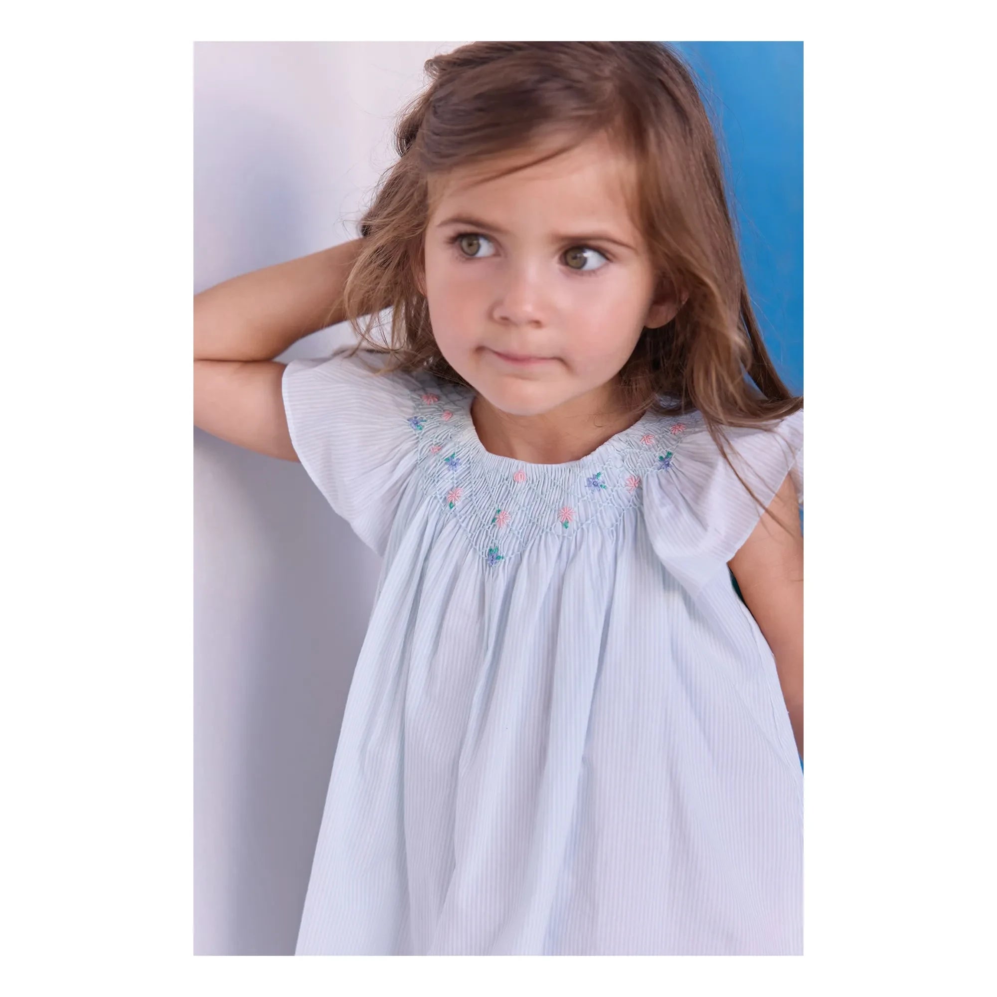 Tartine et Chocolat - Vestido fruncido de rayas y flores | Verde menta