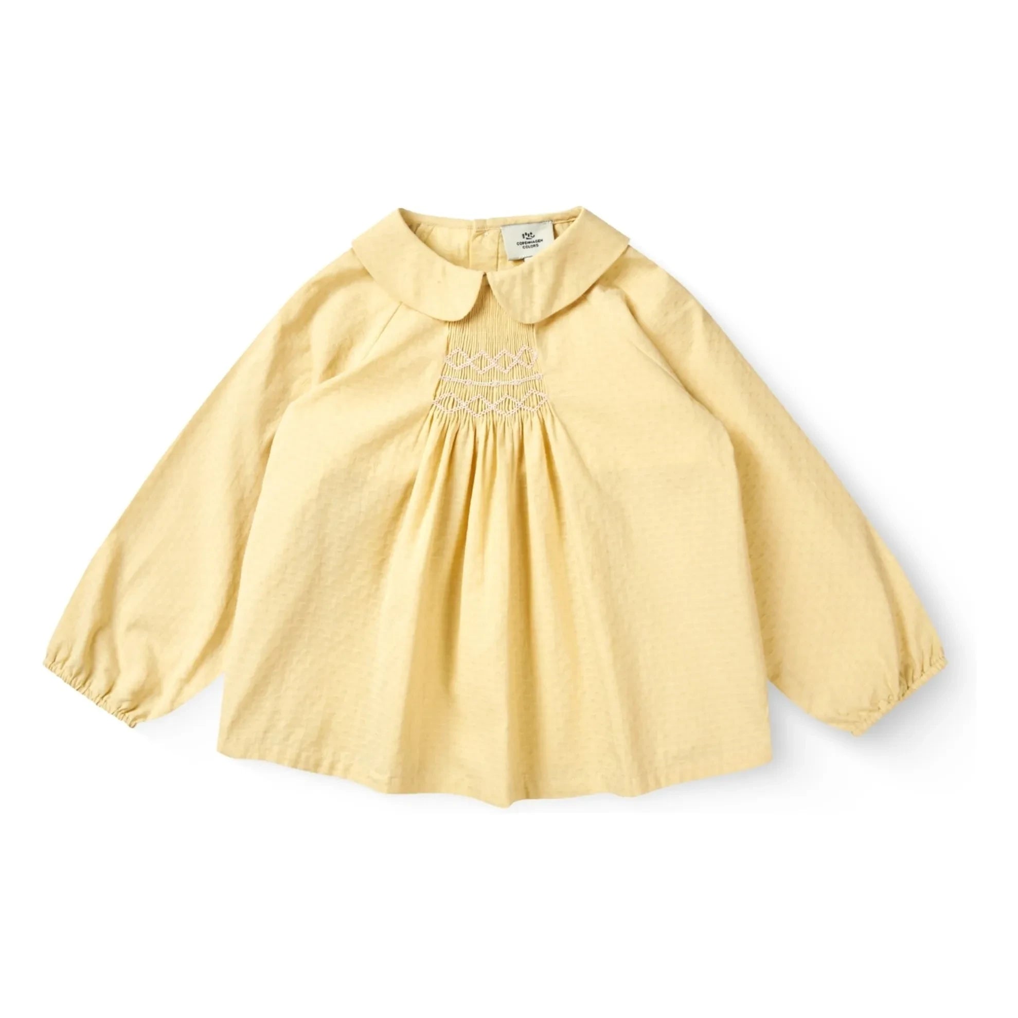 Copenhagen Colors - Blusa fruncida de algodón orgánico | Amarillo pálido