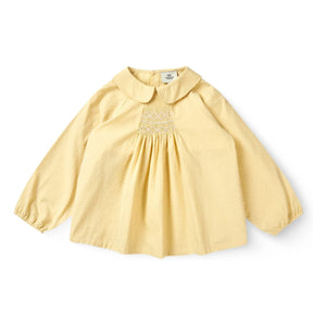 Copenhagen Colors - Blusa fruncida de algodón orgánico | Amarillo pálido