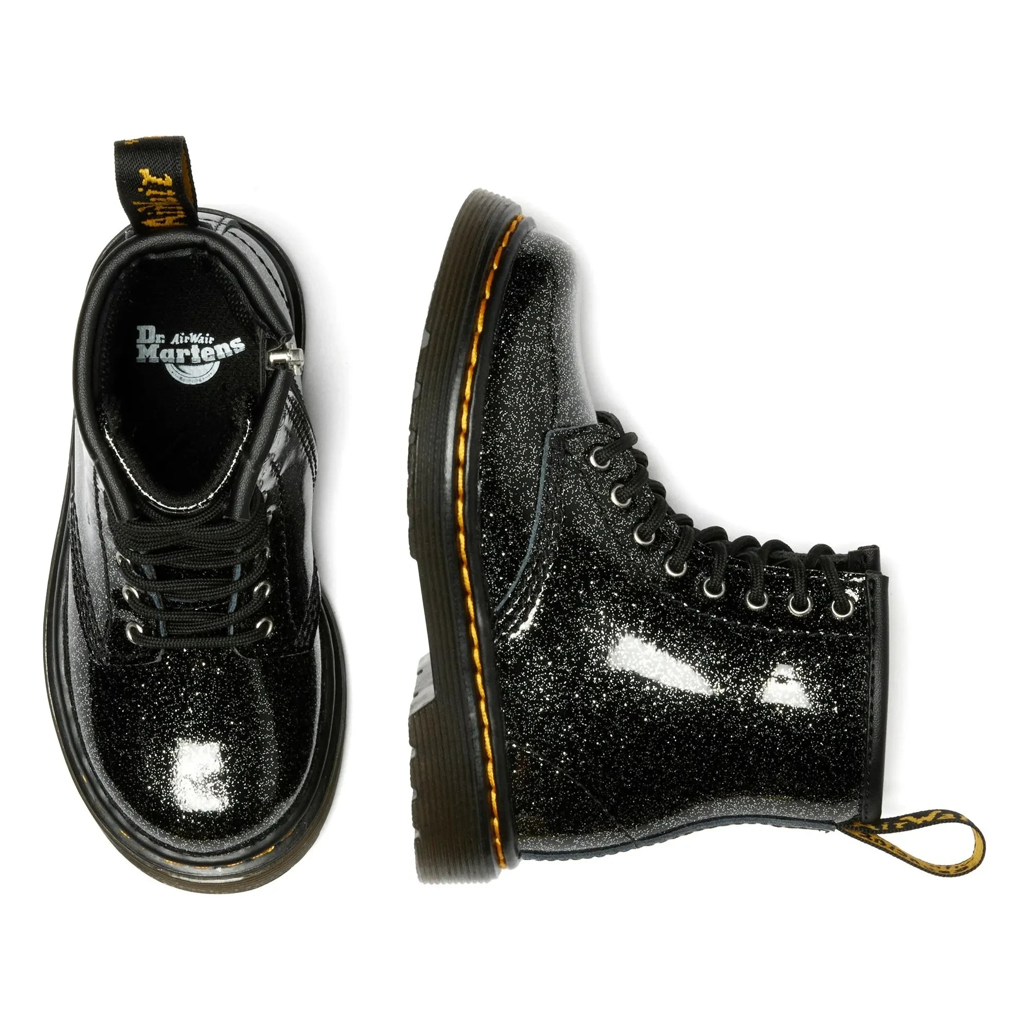 Dr. Martens - Botín con cordones 1460 J Glitter | Negro brillante