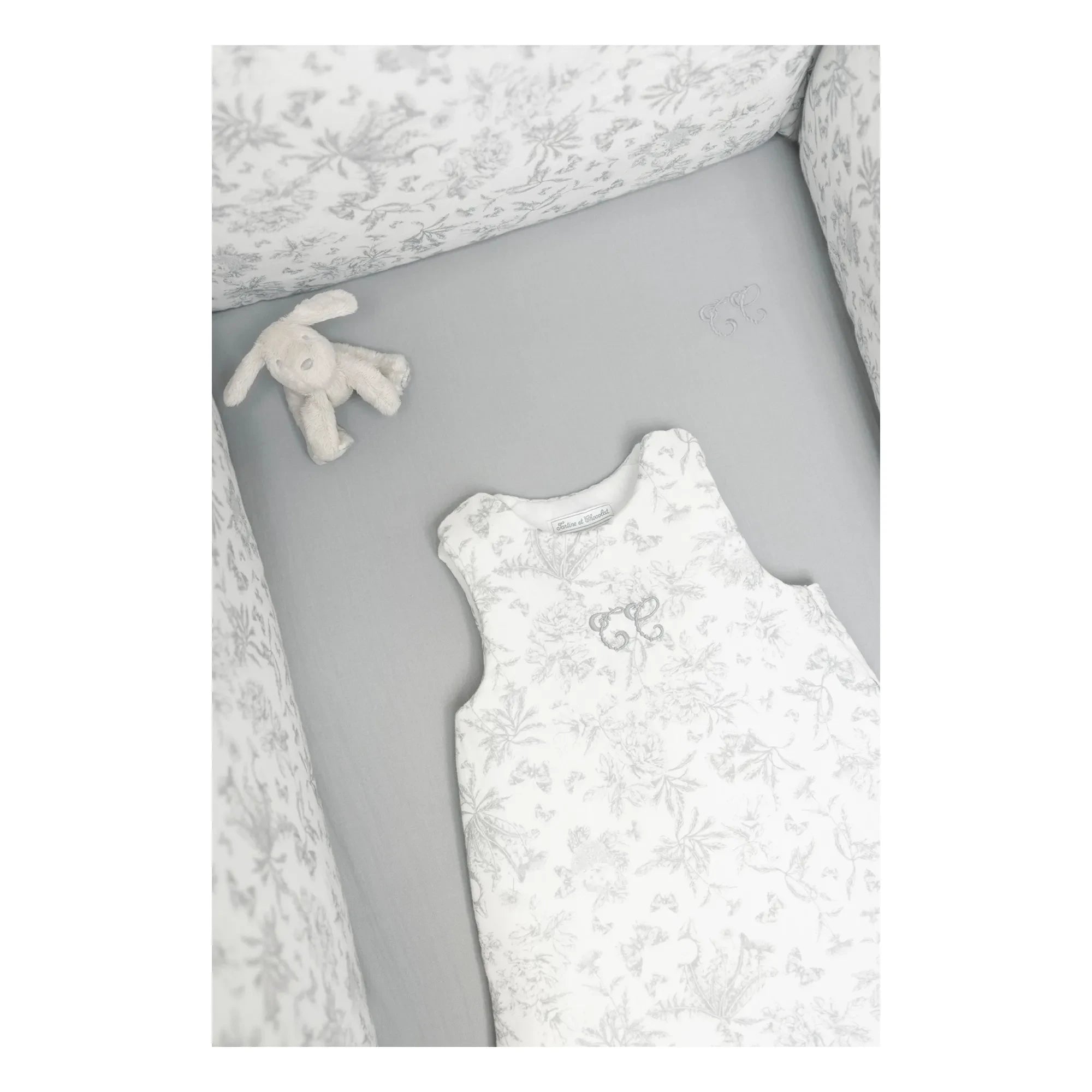 Tartine et Chocolat - Protector de cuna Toile de Jouy | Gris