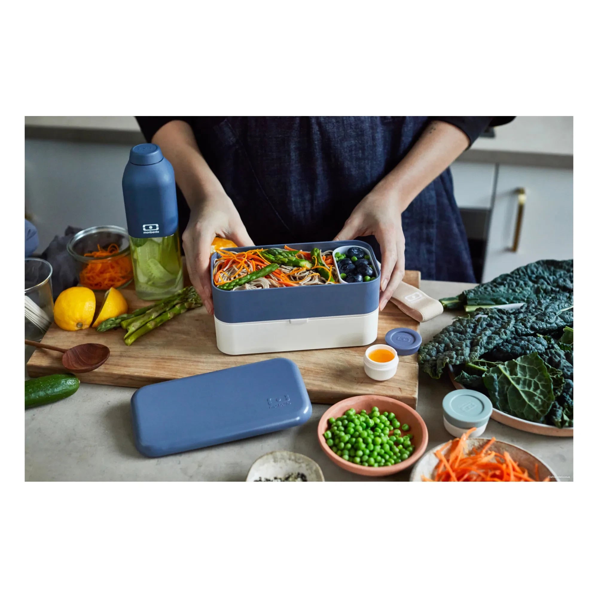 Monbento - MB Original Fiambrera Bento de Doble Compartimento Hermético | Azul