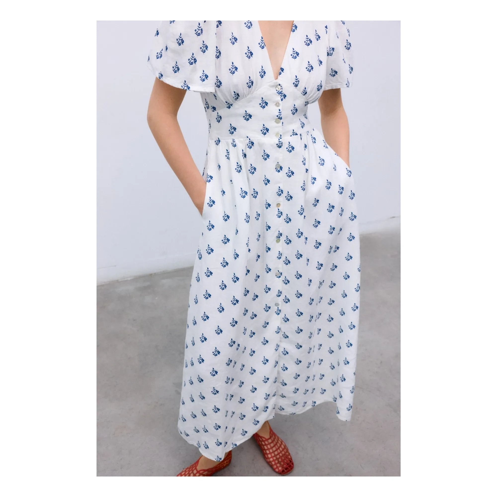 the new society - Vestido de lino Melissa | Blanco