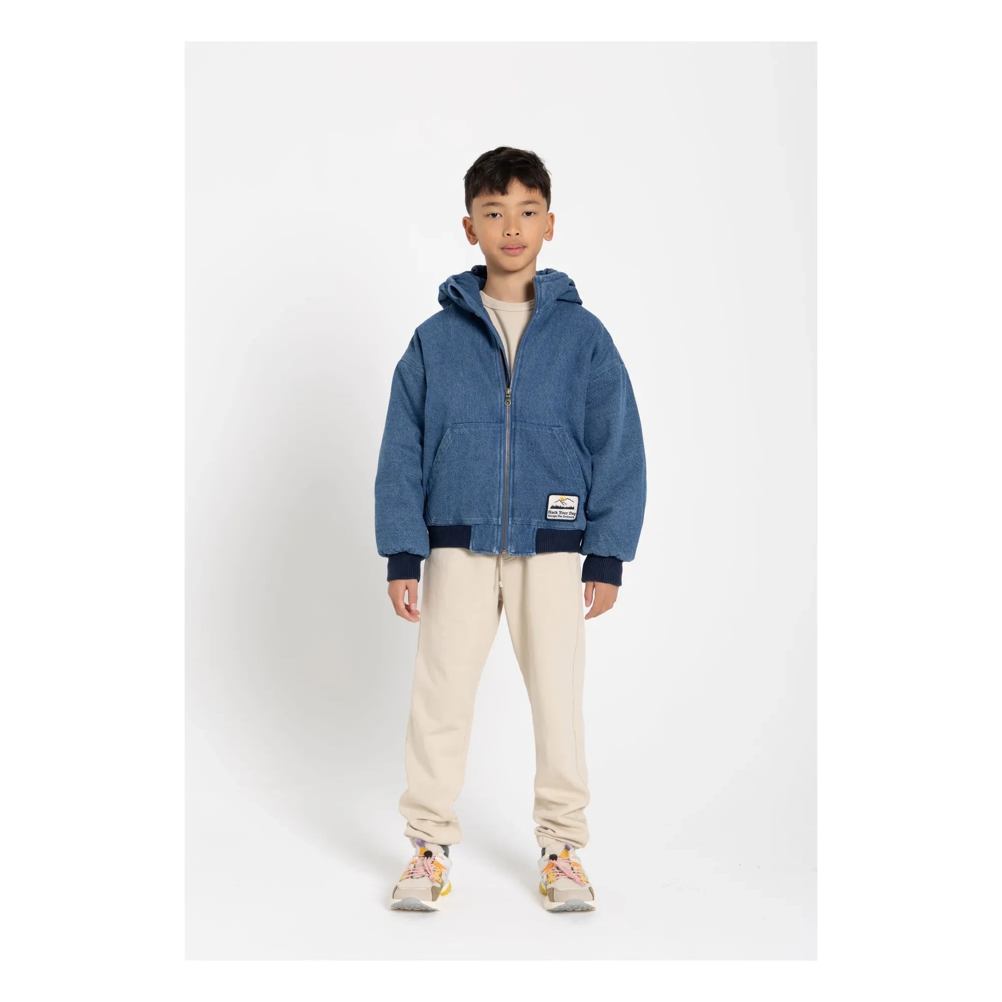 Hundred Pieces - Chaqueta con capucha de denim mate | Azul denim