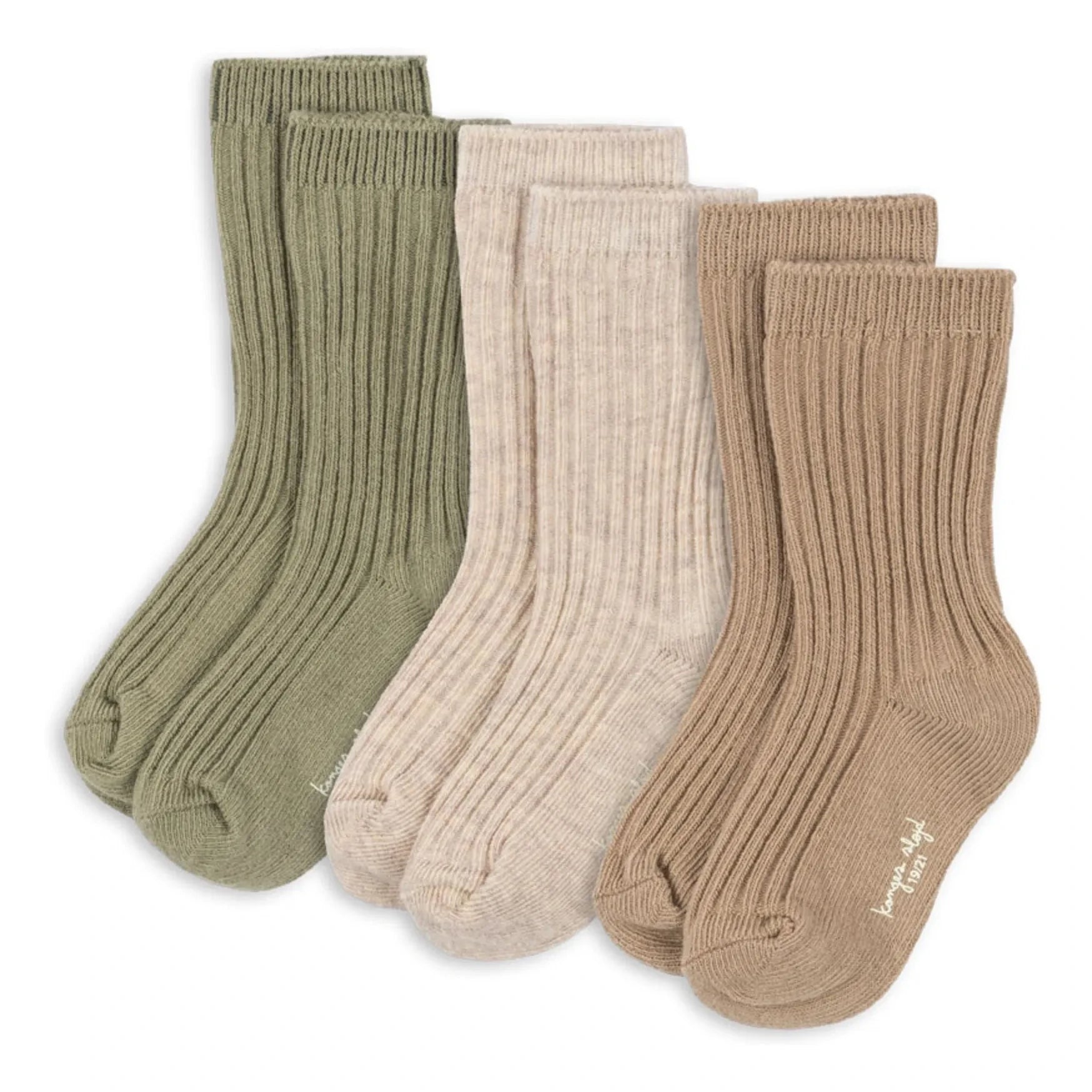 Konges Sløjd - Set de 3 Calcetines Acanalados | Beige