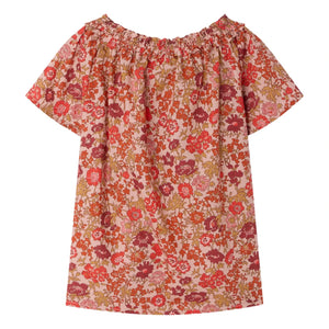 Bonpoint - Blusa de algodón orgánico Goldia Fleurie | Rosa empolvado
