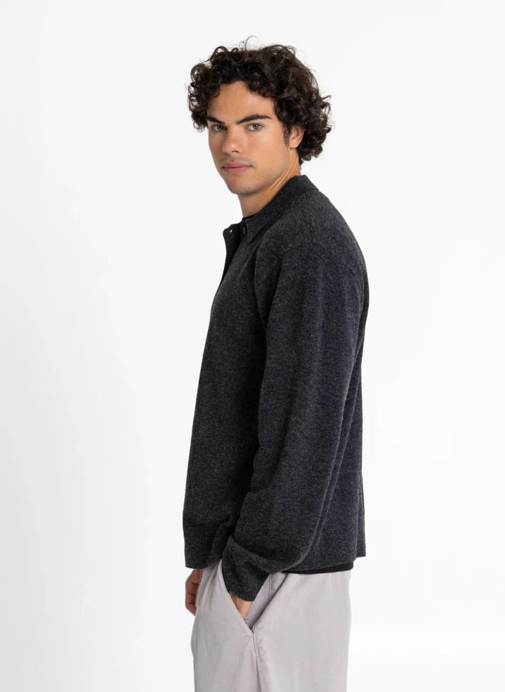 Smallable Man - Suéter de Polo de Lana Merino Chopin | Gris carbón