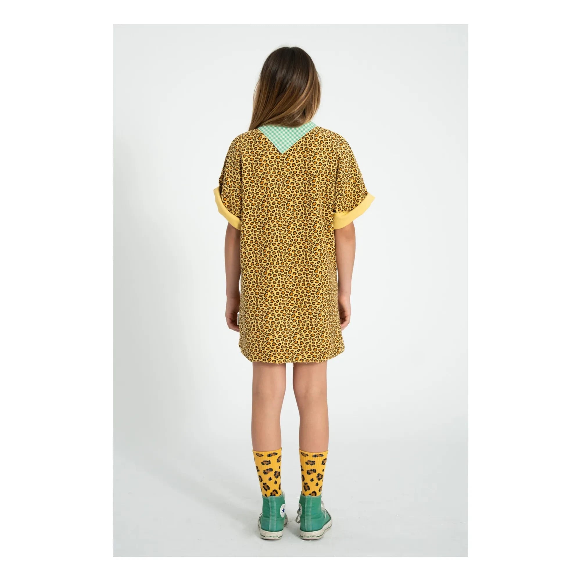 Piupiuchick - Vestido camiseta leopardo Algodón polar orgánico | Mostaza