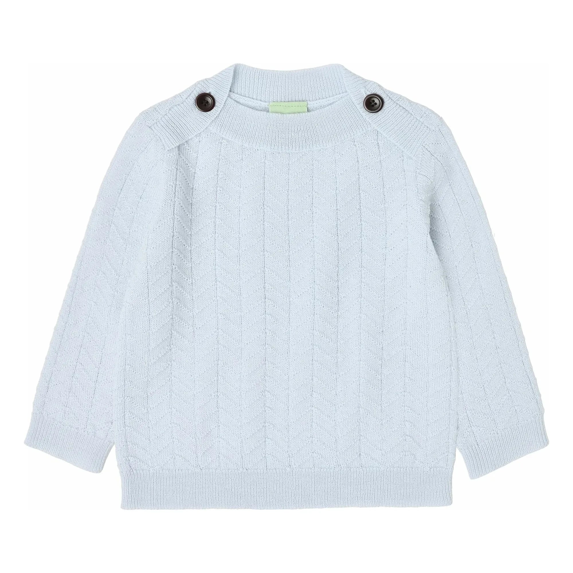 FUB - Jersey Zigzag con Botones Lana merino fina | Azul claro