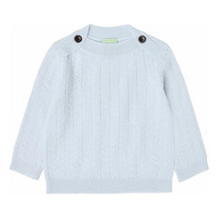 FUB - Jersey Zigzag con Botones Lana merino fina | Azul claro